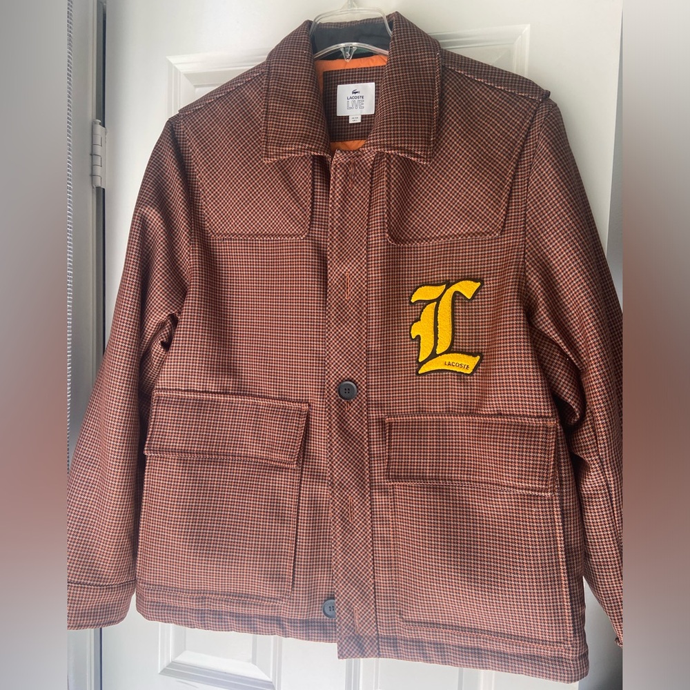 Lacoste L!VE Orange and Black Houndstooth Jacket